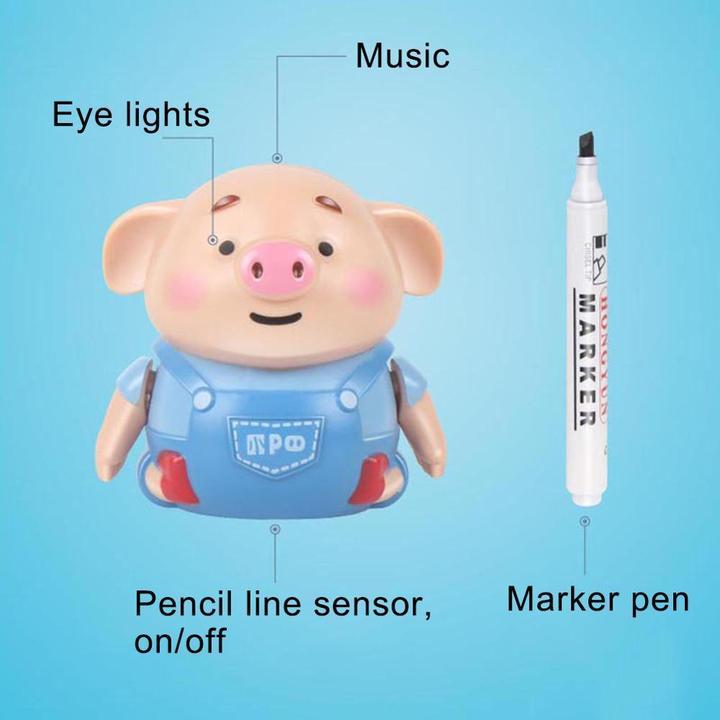 Piggy the Runner [Pig toy that follows your drawn pen line]